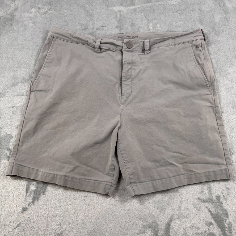 Mack Weldon Chino Shorts Men's 36 Grey Cotton Blend Pockets Stretch